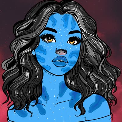 realistic girl with wavy hair and lips