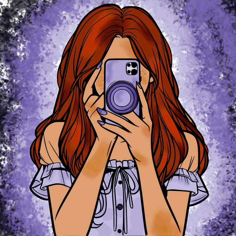 a realistic girl holding her phone taking pictures