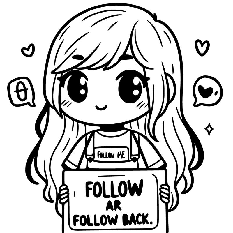 girl with a sign that says follow me for a follow back