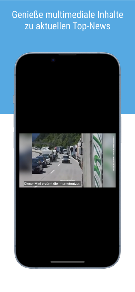 op-online.de - A smartphone displaying a multimedia news video within the op-online local news app