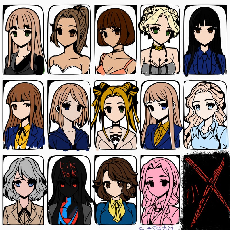 girls that look diffrent anime