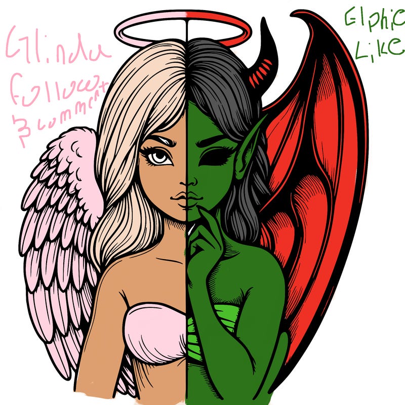 realistic angel half demon