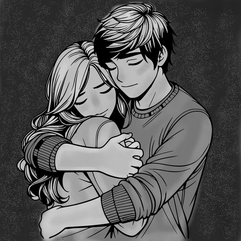 realistic couple hug