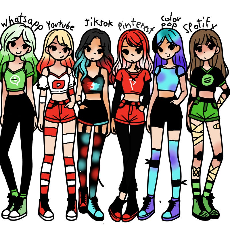 a group of girls wearing crop tops and shorts