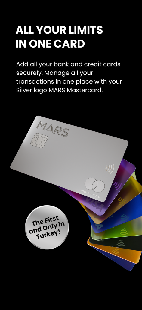 MARS Mobile Finance Services - Silver MARS Mastercard displaying the card aggregation and limit consolidation feature