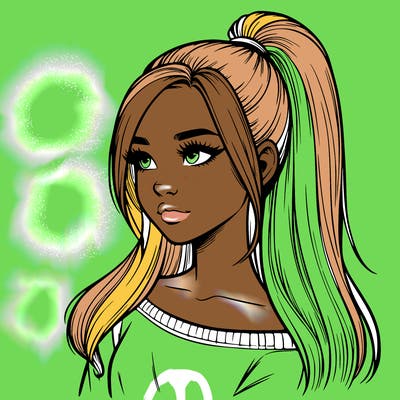 realistic girl with a high ponytail