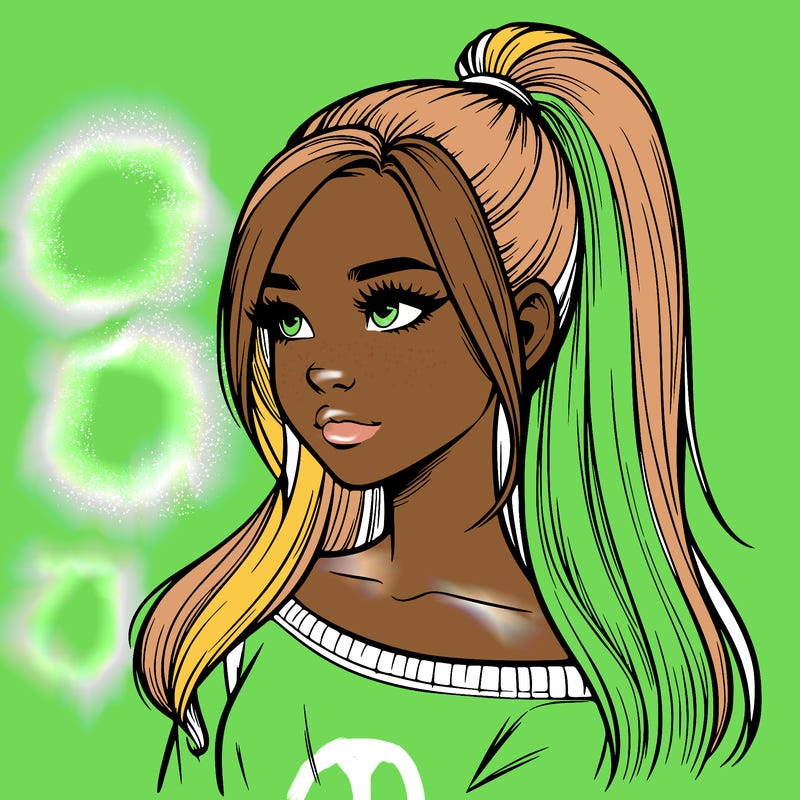 realistic girl with a high ponytail