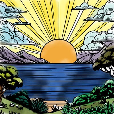 realistic sunset