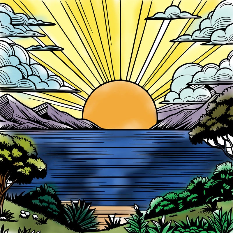 realistic sunset