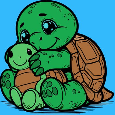 tortoise cuddling a soft toy