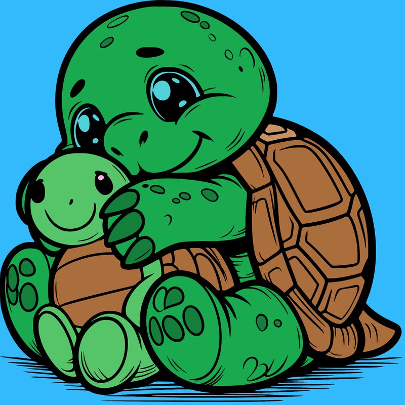 tortoise cuddling a soft toy