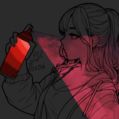 a realistic girl spray, painting