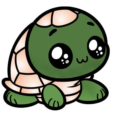 cute little animated turtle