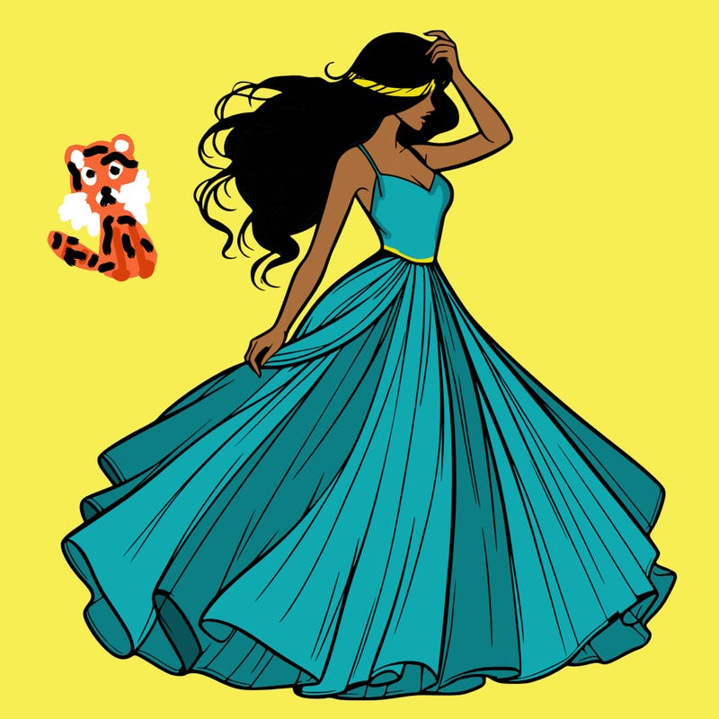 realistic woman with dress flowing in the wind