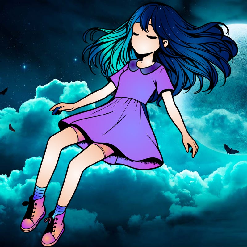 realistic girl floating