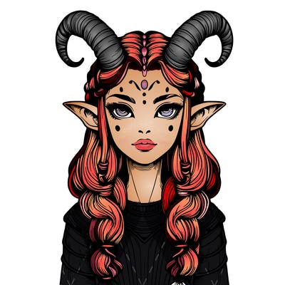 realistic alien girl with horns