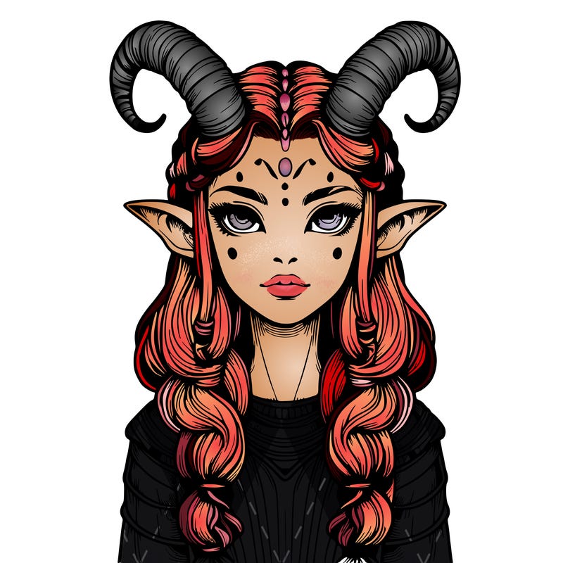realistic alien girl with horns