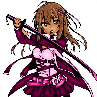 anime girl with sword in cool pose
