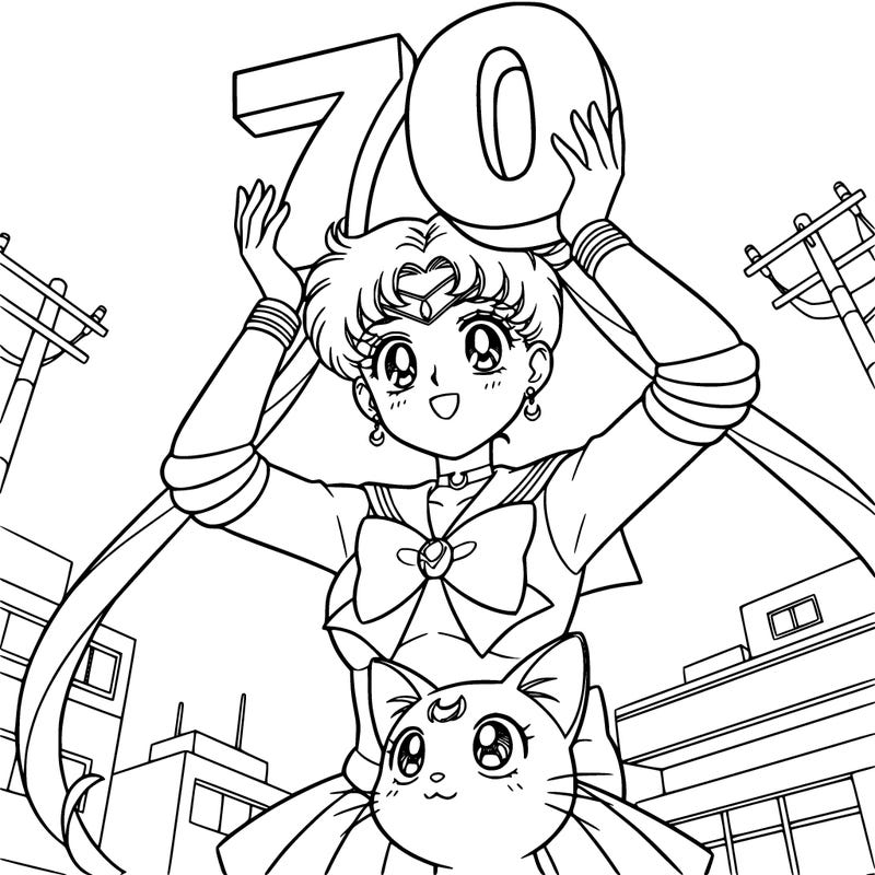 sailor moon holding a 70