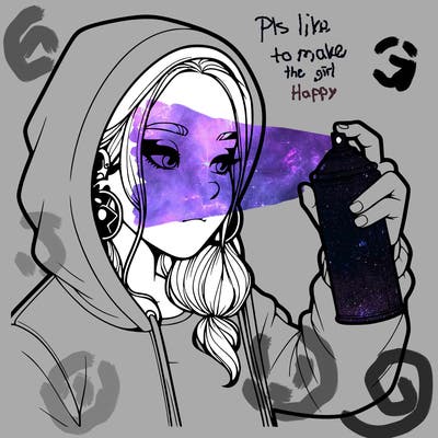 a realistic girl, spray painting