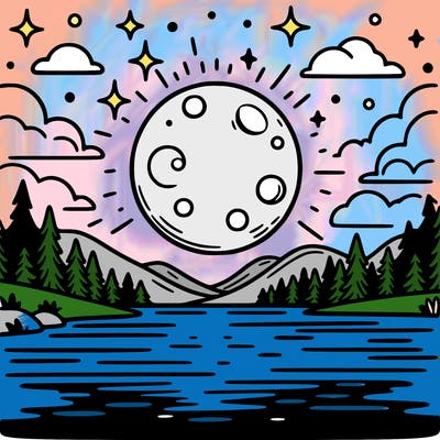 moonlight shining on a lake