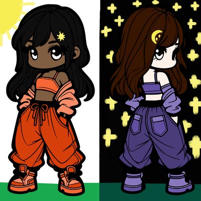 girl in crop top and baggy pants