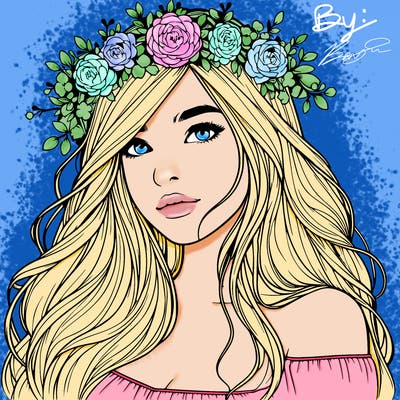 realistic girl with flower crown