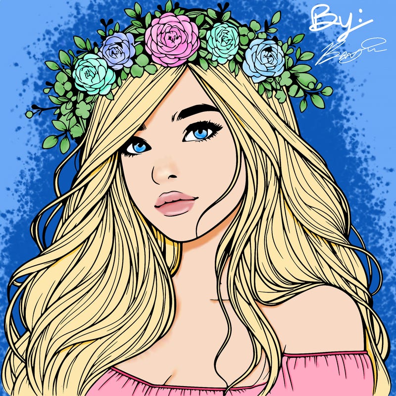 realistic girl with flower crown