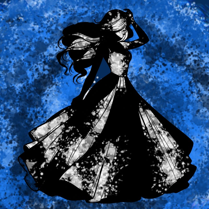 realistic woman with dress flowing in the wind