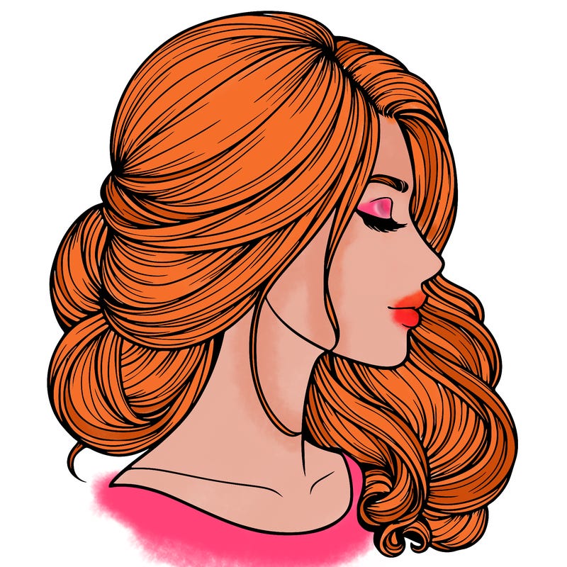 realistic woman's head & hair