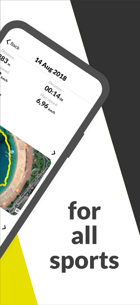 Distance Tracker All Sports - Ecrã de resumo do treino mostrando duração, velocidade e rota do mapa na aplicação Distance Tracker All Sports