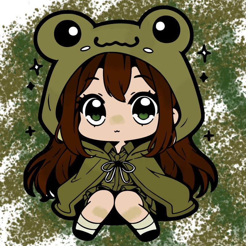 chibi girl with frog hoodie