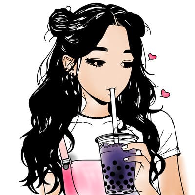 aesthetic realistic girl with boba