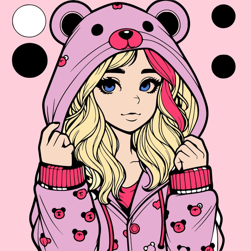 realistic girl in a animal pjs hoodie