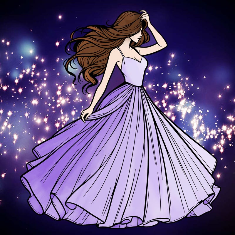 realistic woman with dress flowing in the wind