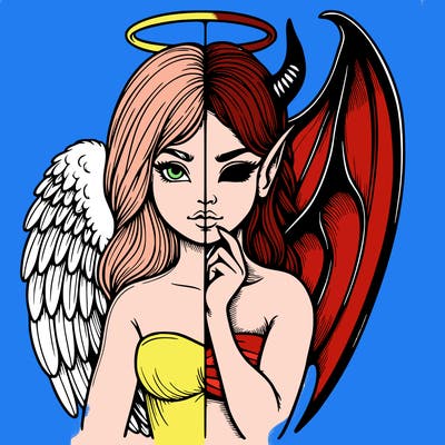 realistic angel half demon