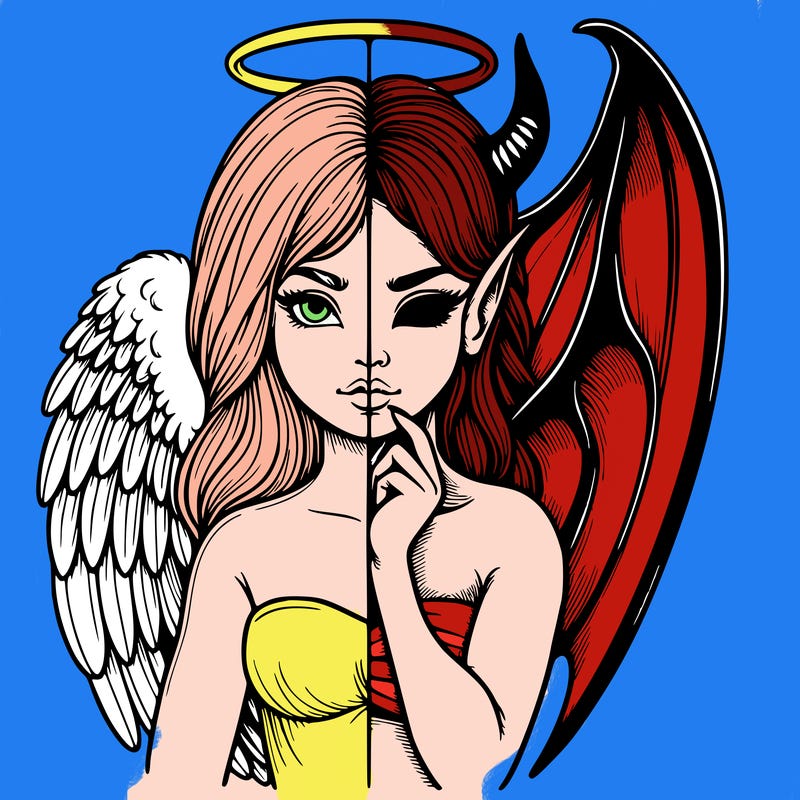 realistic angel half demon