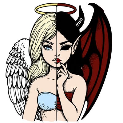 realistic angel half demon