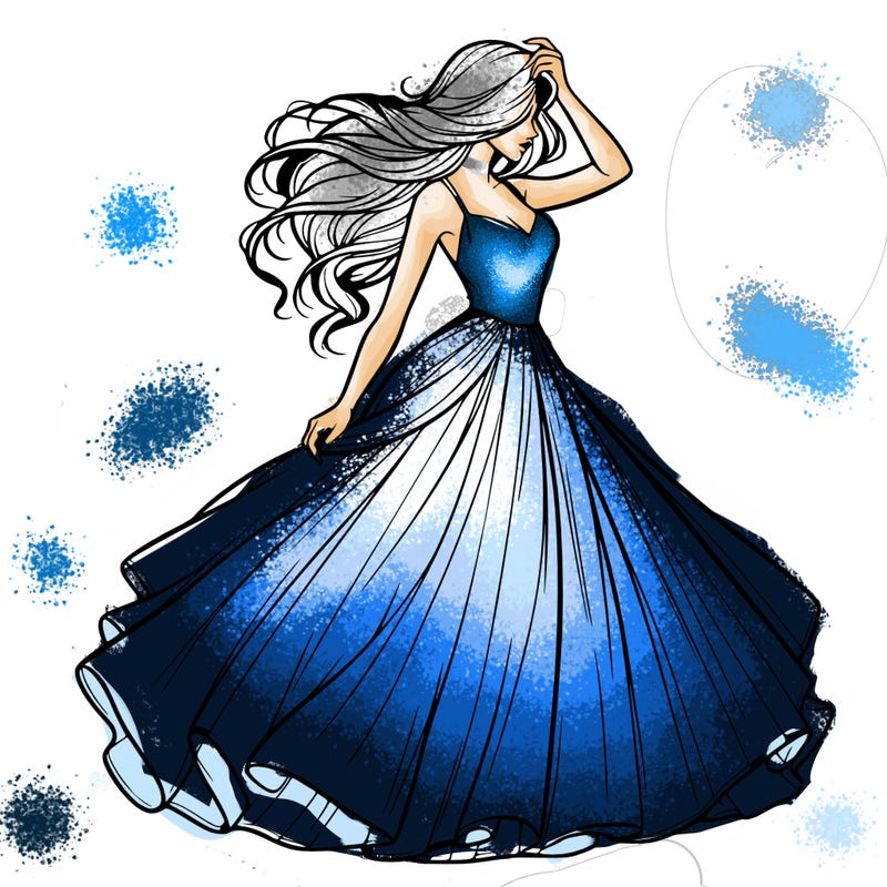 realistic woman with dress flowing in the wind