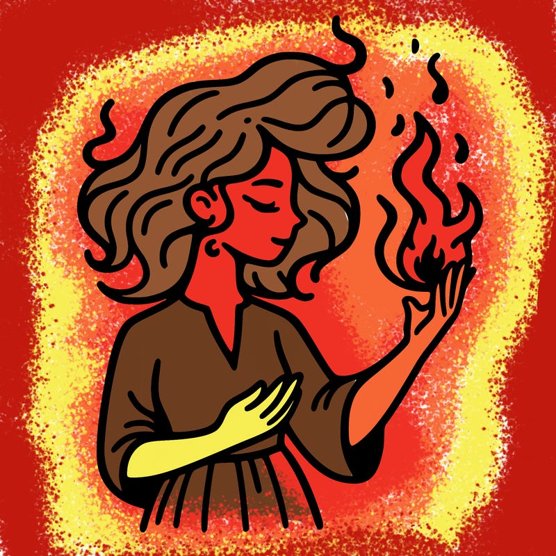 woman with fire