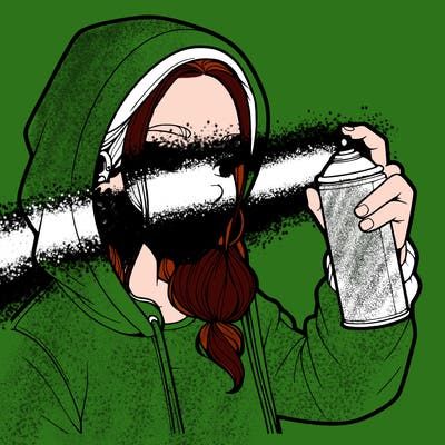 a realistic girl, spray painting