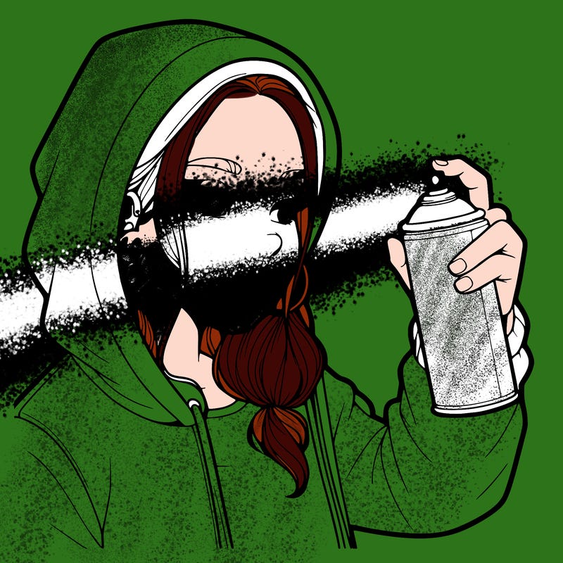 a realistic girl, spray painting