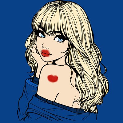 realistic girl with bangs looking over her shoulder