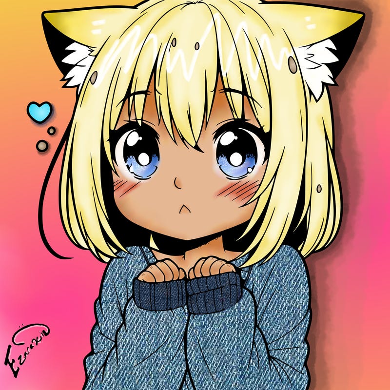 shy anime catgirl