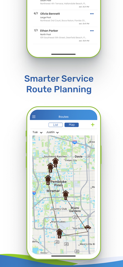 Pool Service Software - Pool service app route planning and map optimization interface