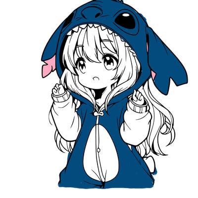 anime girl in a stitch onsie