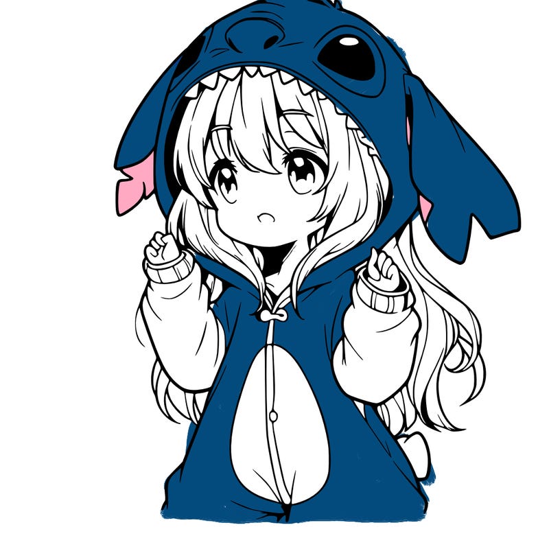 anime girl in a stitch onsie