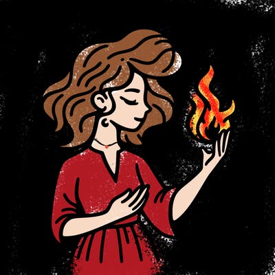 woman with fire