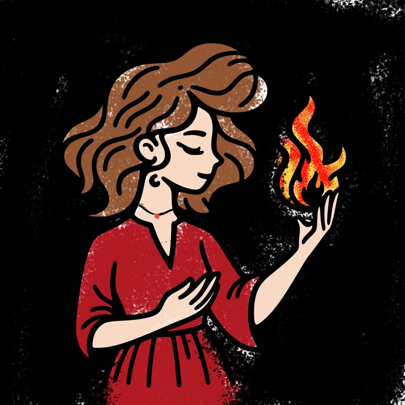 woman with fire