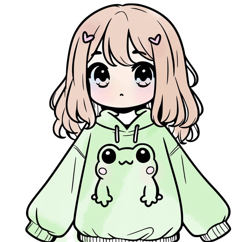 girl wearing frogging sweatshirt